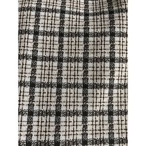 1970s Vintage Polyester Knit Fabric Black White Plaid Retro 3 Yards 108x60